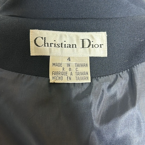 Christian Dior Vintage One Button Long Blazer Jacket Navy Sz4 - Picture 10 of 10